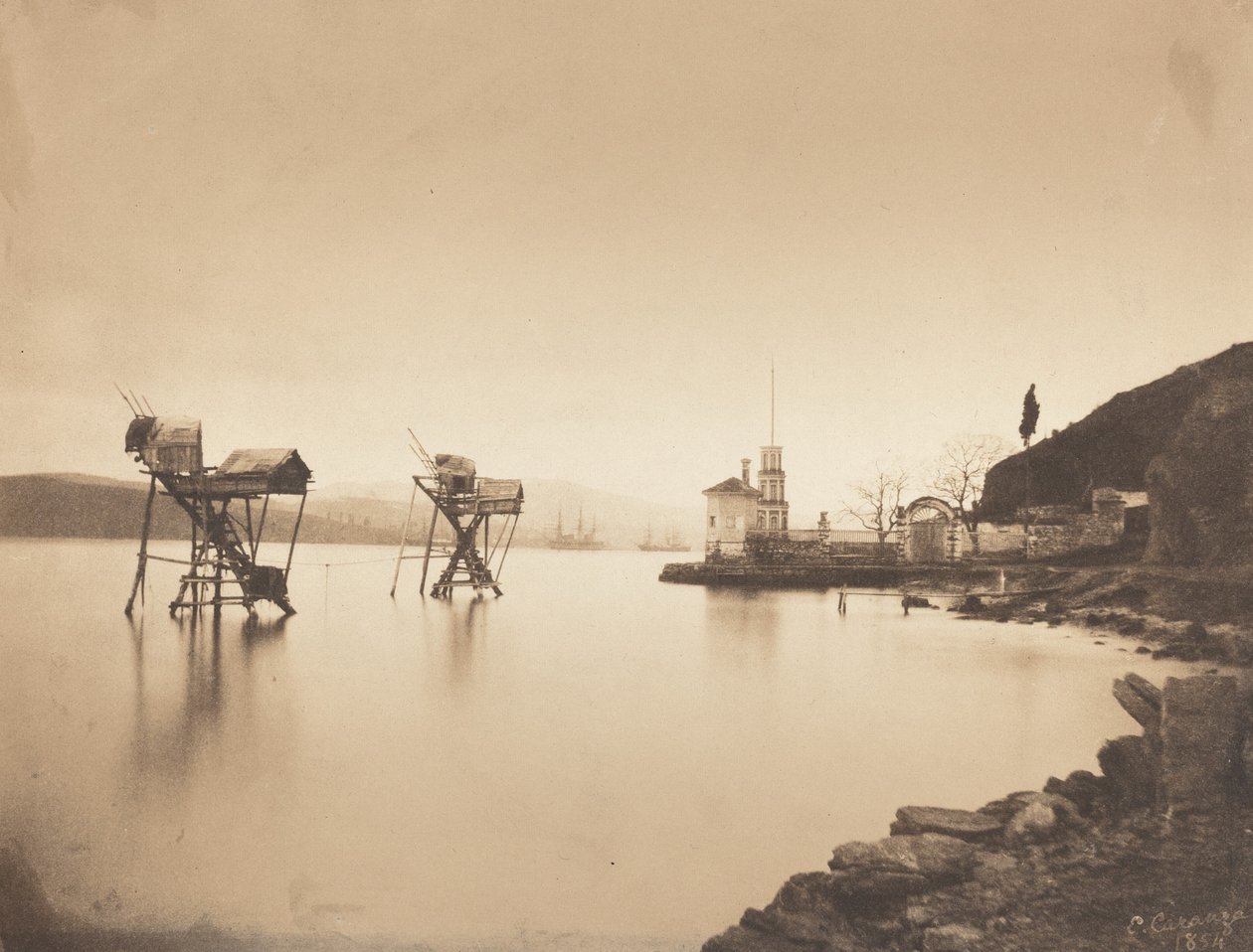 Pecheries ved Kiretch-Bournou Bosphore, Europe Fisheries at Kiretch-Bournou..., 1854. av Ernest de Caranza