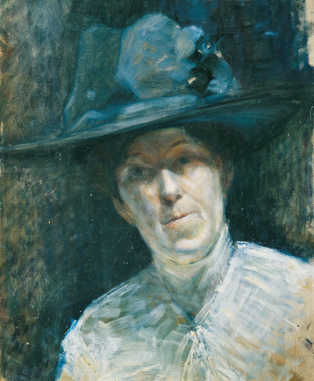 Dame i blå hatt av Ernestine von Hüttenbrenner