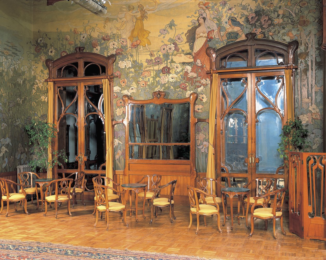 Interiør i hallen til et storslått hotell, Villa Igea, Palermo, Sicilia, Italia av Ernesto Basile
