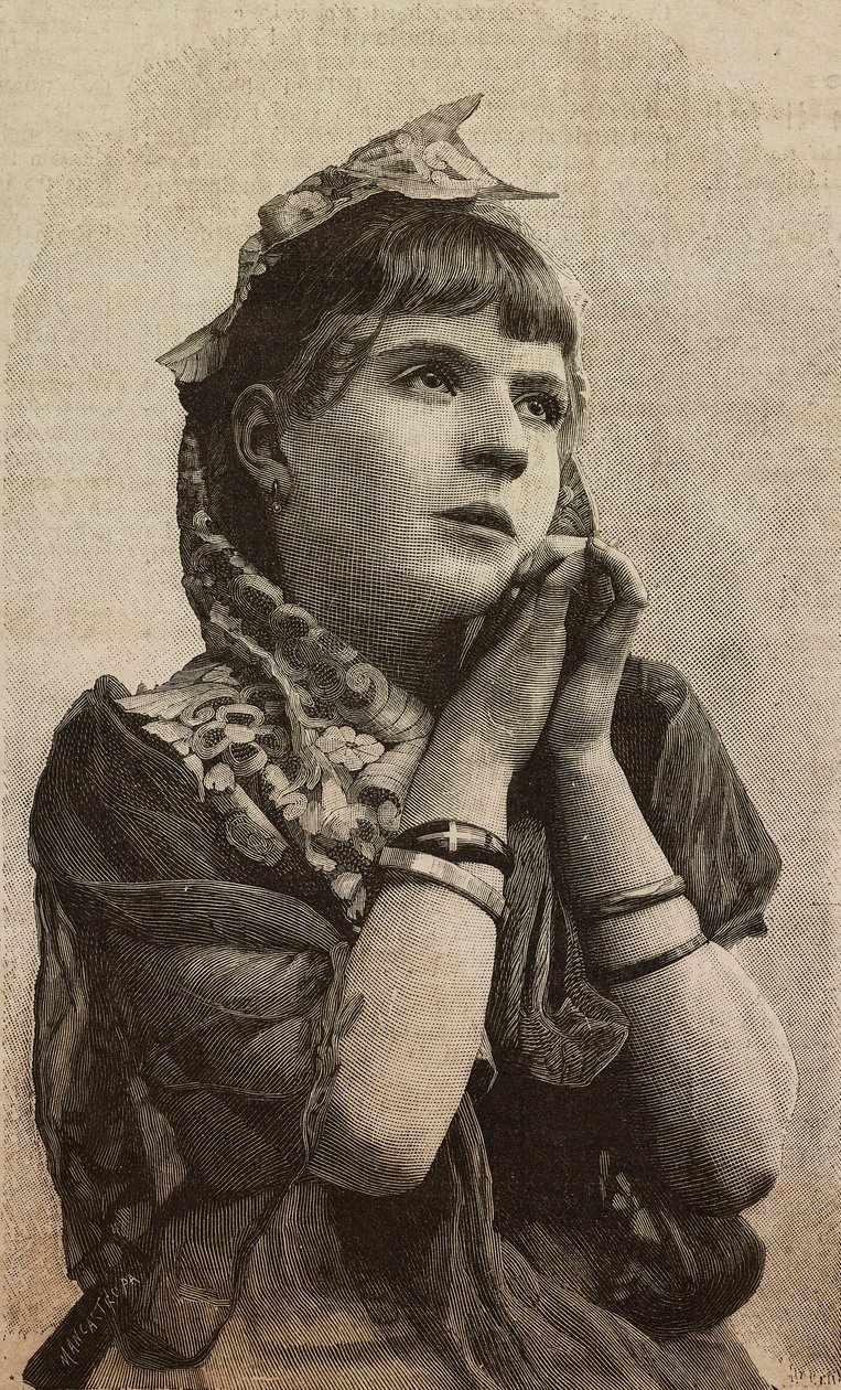 Jente, gravering av Ernesto Mancastroppa fra foto av L Guidi, fra L'Illustrazione Italiana, nr. 5, 30. januar av Ernesto Mancastroppa
