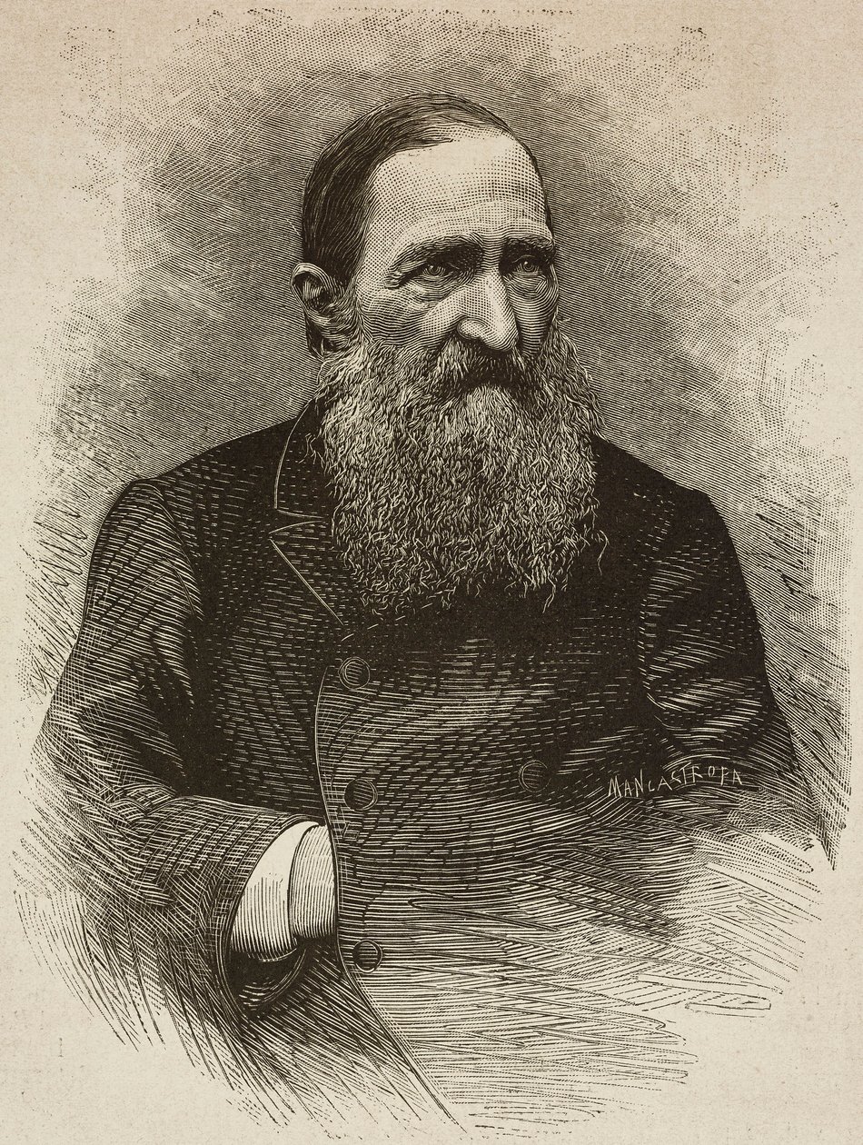 Poeten Jozef Ignacy Kraszewski (1812-1887) i Genève 19. mars, gravering av Ernesto Mancastroppa fra foto av Romarolo, fra L