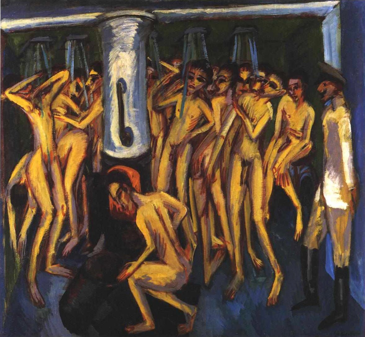 Soldatbadet Tysk: Soldatebadet eller Artillery Mann av Ernst Ludwig Kirchner