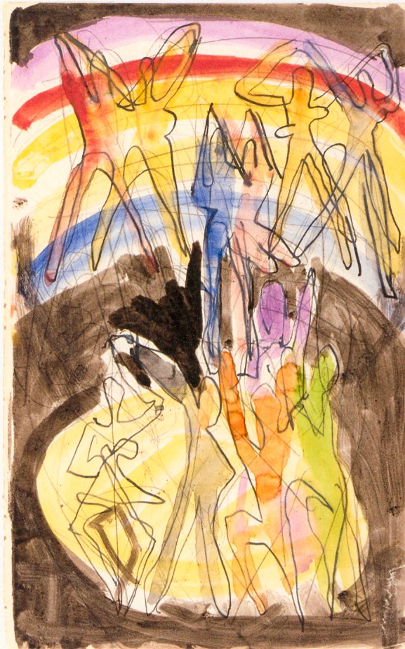 Design for festsalen i Essen - Baksiden med fargerik dans av Ernst Ludwig Kirchner