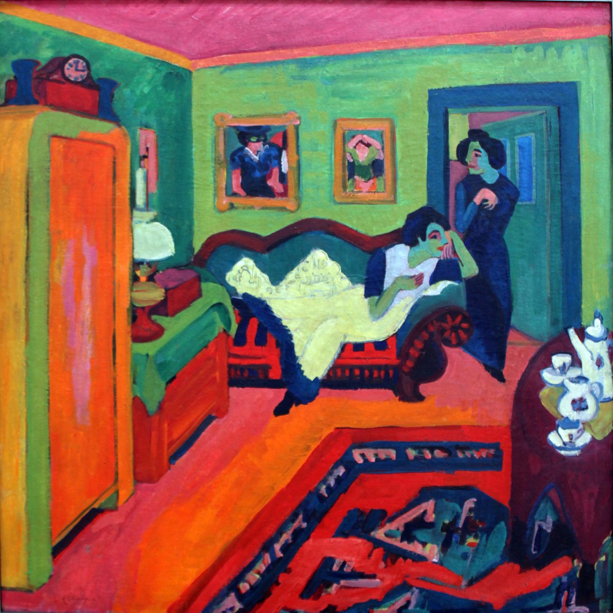 Interiør med to jenter av Ernst Ludwig Kirchner