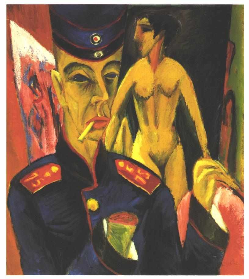 Selvportrett som soldat av Ernst Ludwig Kirchner