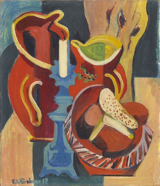 Stilleben med kanner og lys av Ernst Ludwig Kirchner