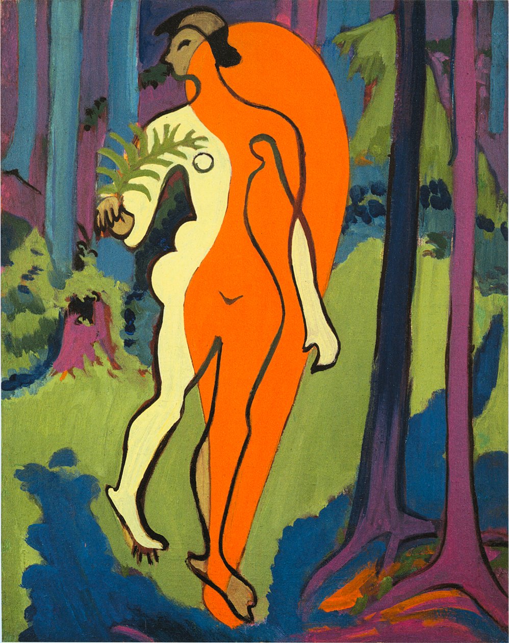 Naken i oransje og gult av Ernst Ludwig Kirchner