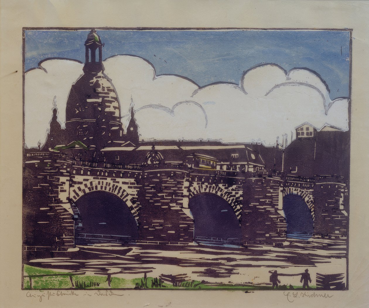Augustus-broen med Frauenkirche av Ernst Ludwig Kirchner