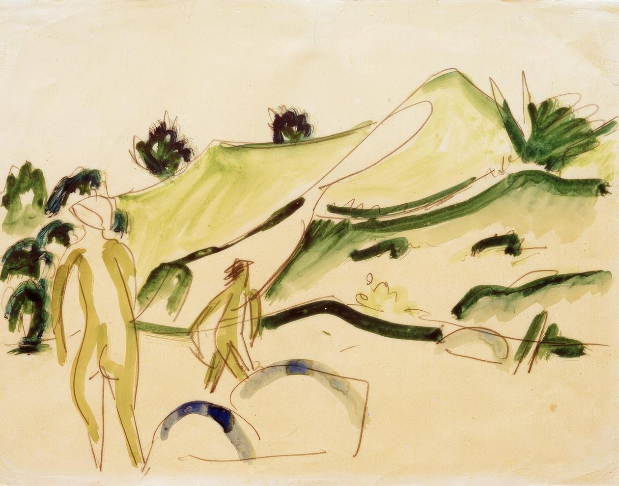 Bading på stranden av Ernst Ludwig Kirchner