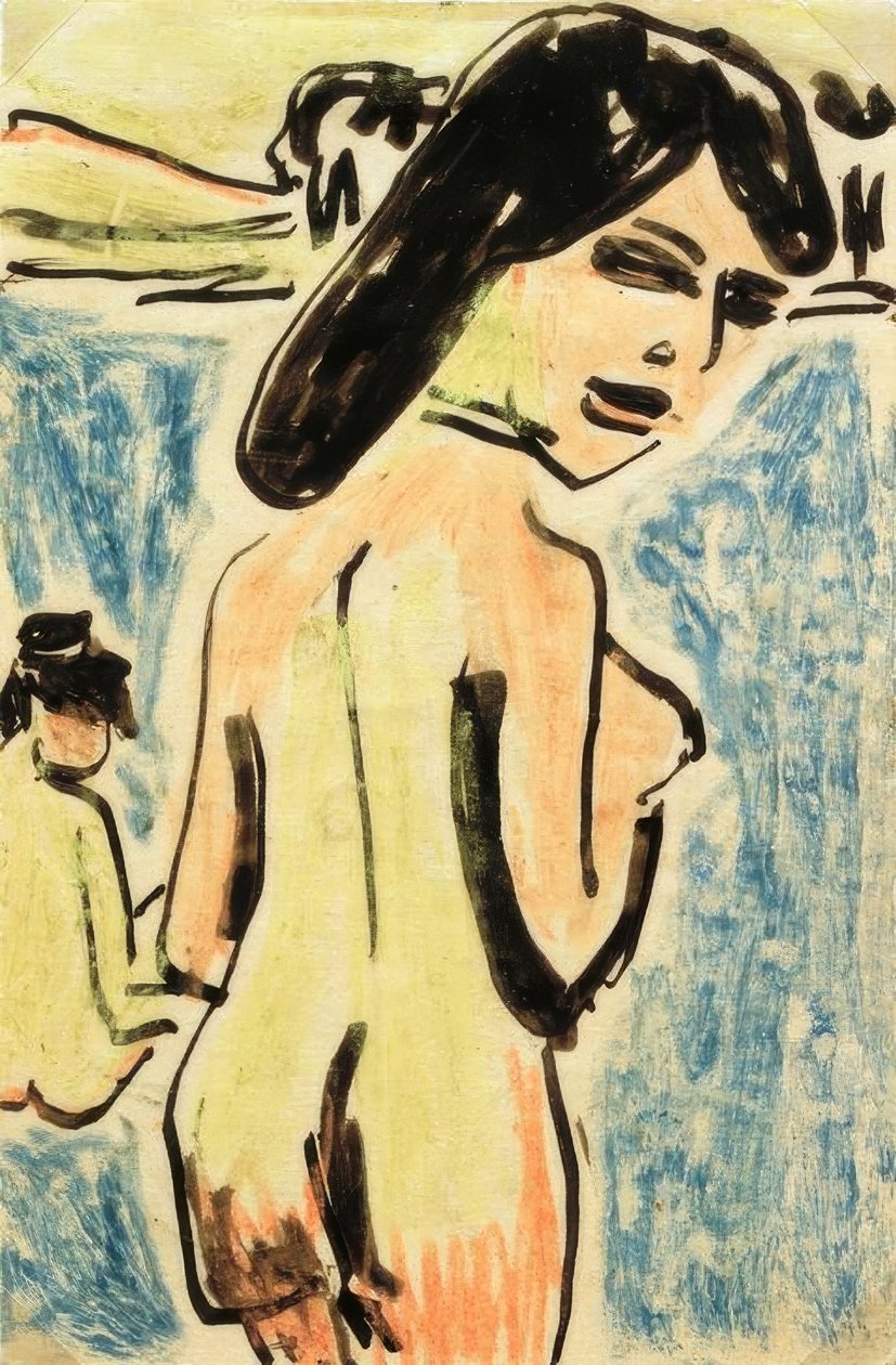Badende ved dammen av Ernst Ludwig Kirchner