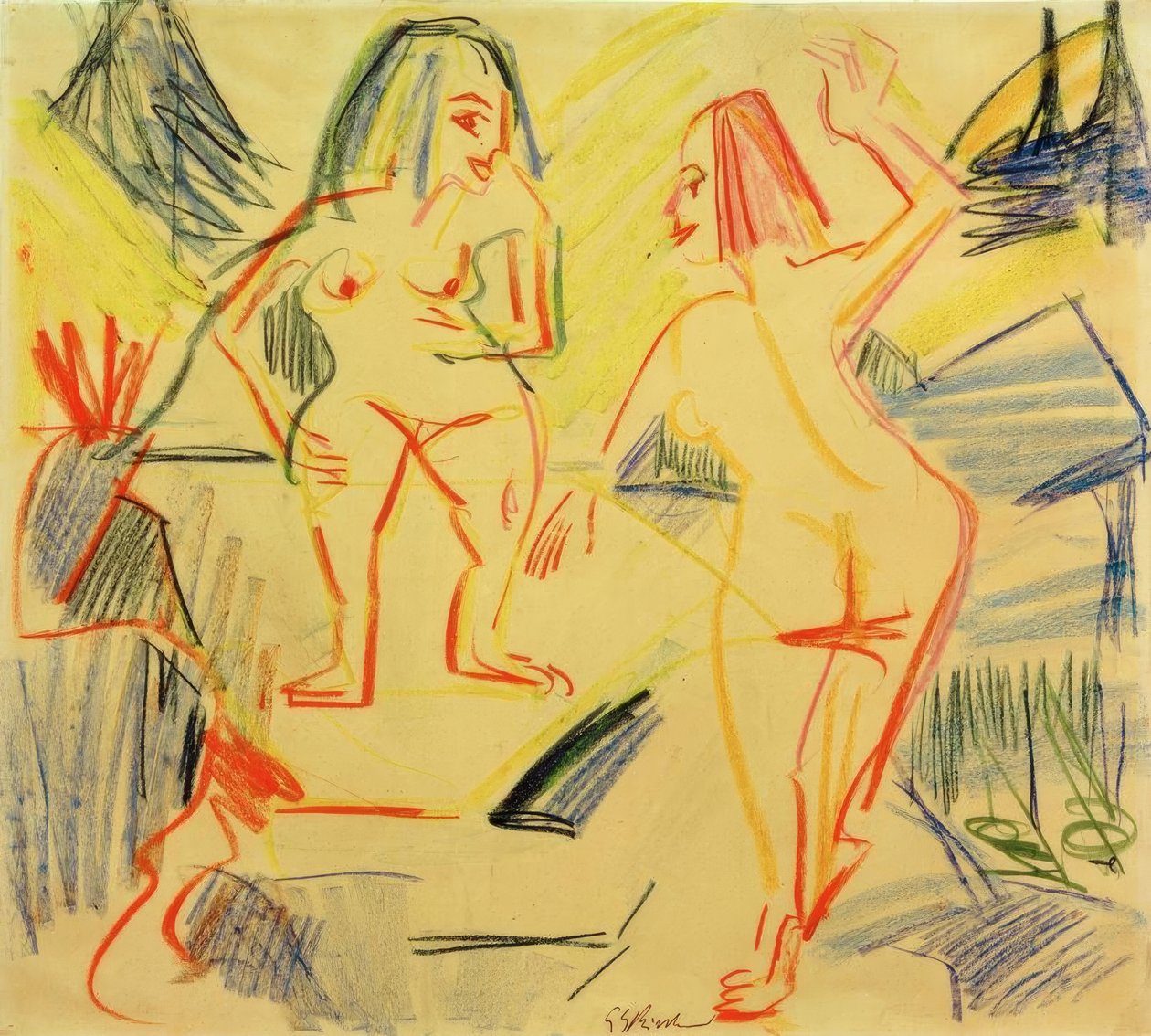Badende i steiner av Ernst Ludwig Kirchner
