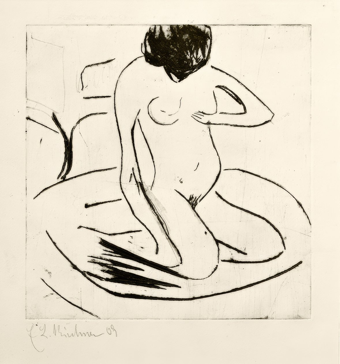 Badende foran en jernkomfyr av Ernst Ludwig Kirchner