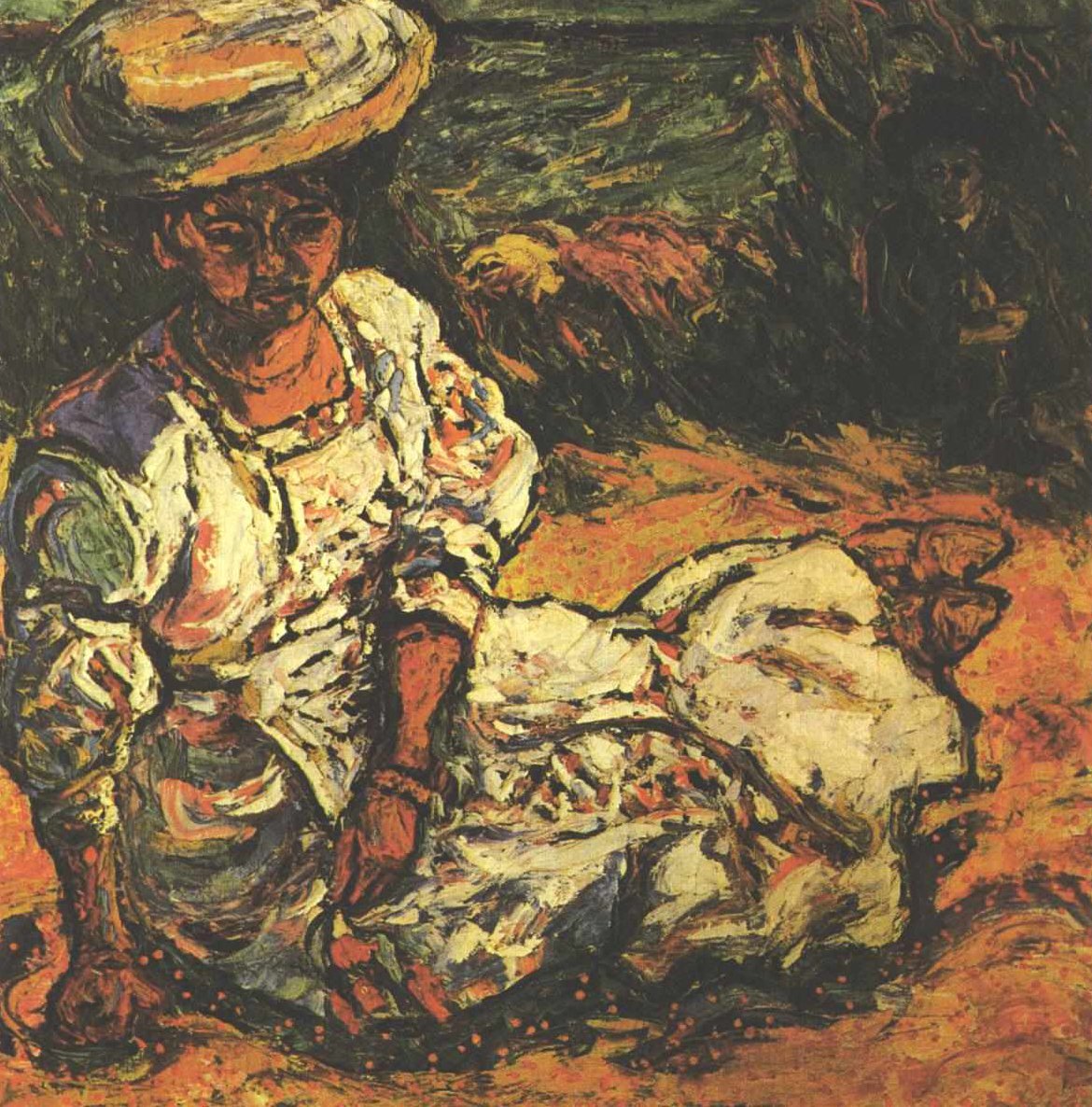 Portrett av en kvinne med hvit kjole av Ernst Ludwig Kirchner
