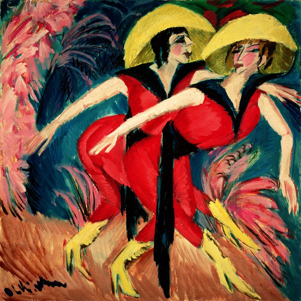 Dansere i rødt, 1914 av Ernst Ludwig Kirchner