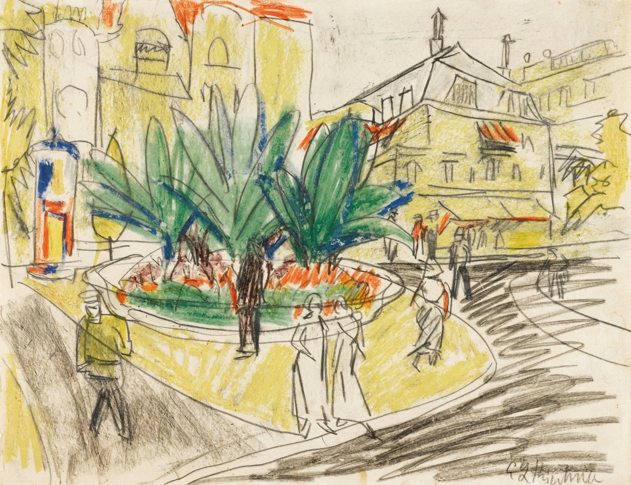 Bøssen på Albertplatz i Dresden av Ernst Ludwig Kirchner