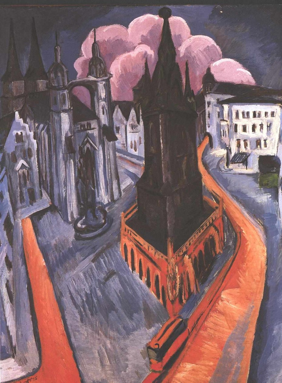 Det røde tårnet i Halle av Ernst Ludwig Kirchner