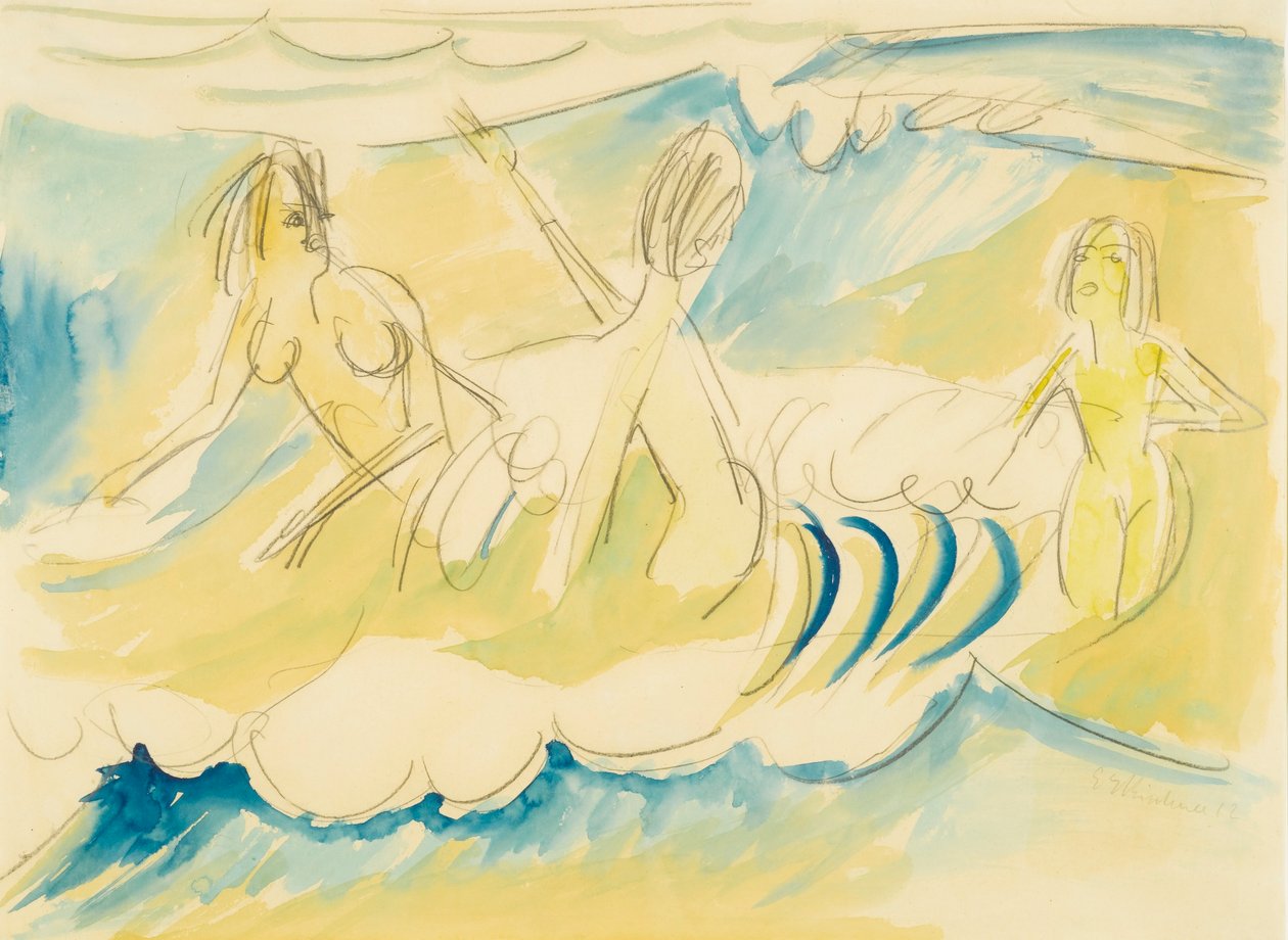 Tre jenter i vannet av Ernst Ludwig Kirchner