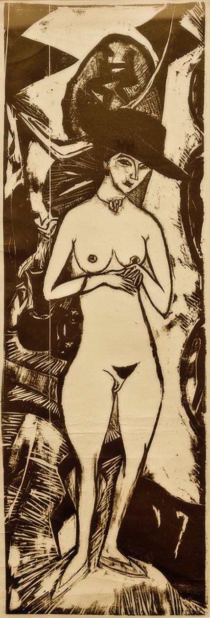 E.L. Kirchner, naken med svart hatt av Ernst Ludwig Kirchner