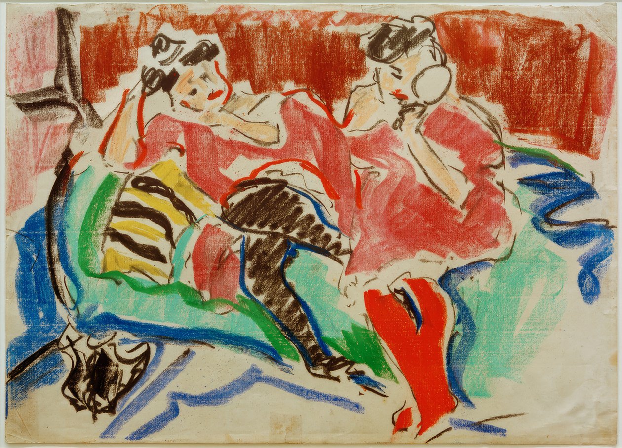 E.L. Kirchner, To jenter på en sofa av Ernst Ludwig Kirchner