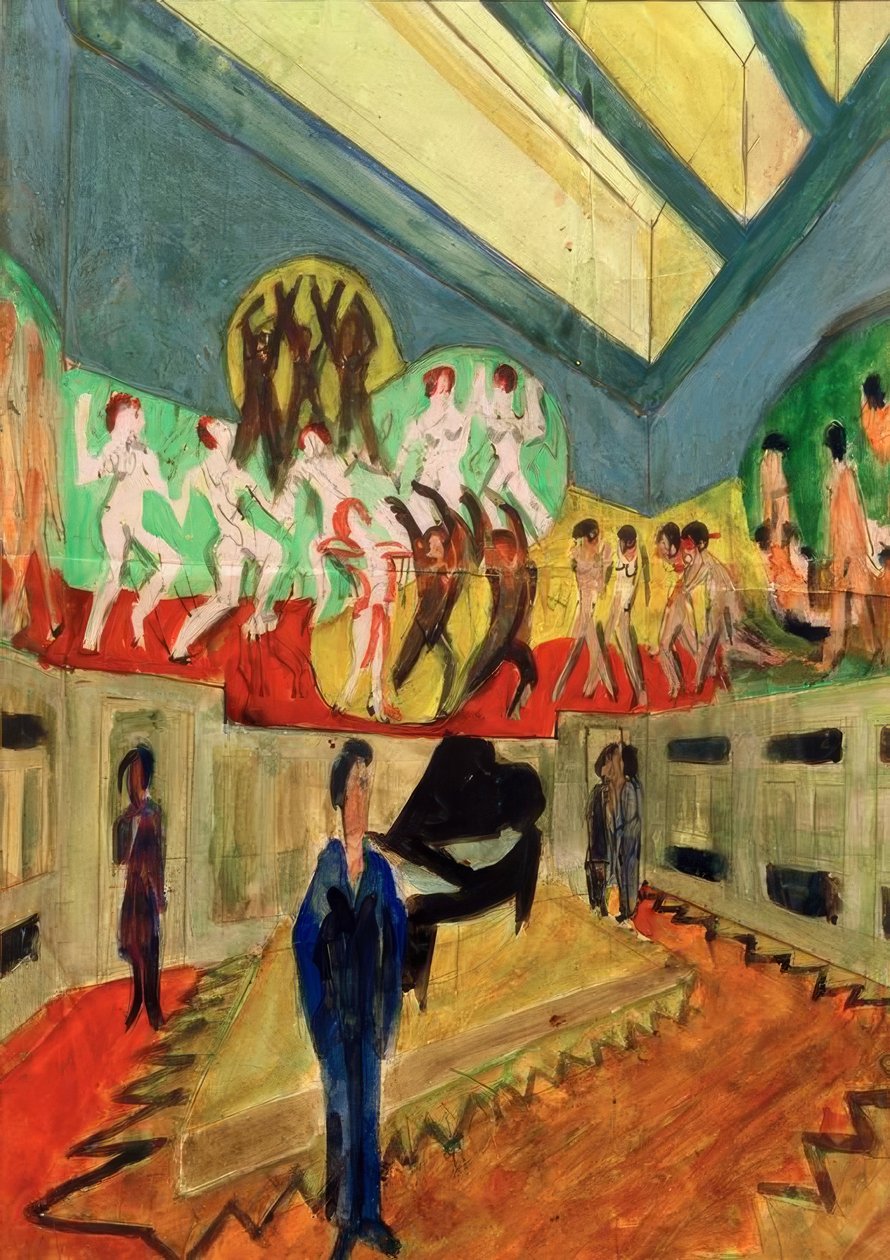 Utkast til maling av veggene på podiet i ballsalen av Ernst Ludwig Kirchner