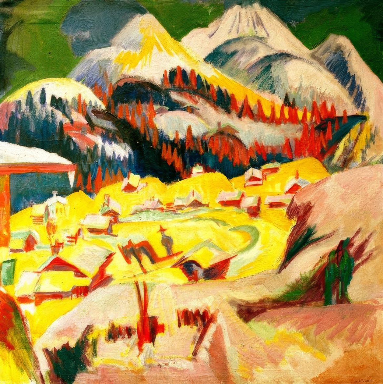 Frauenkirch i vinter av Ernst Ludwig Kirchner
