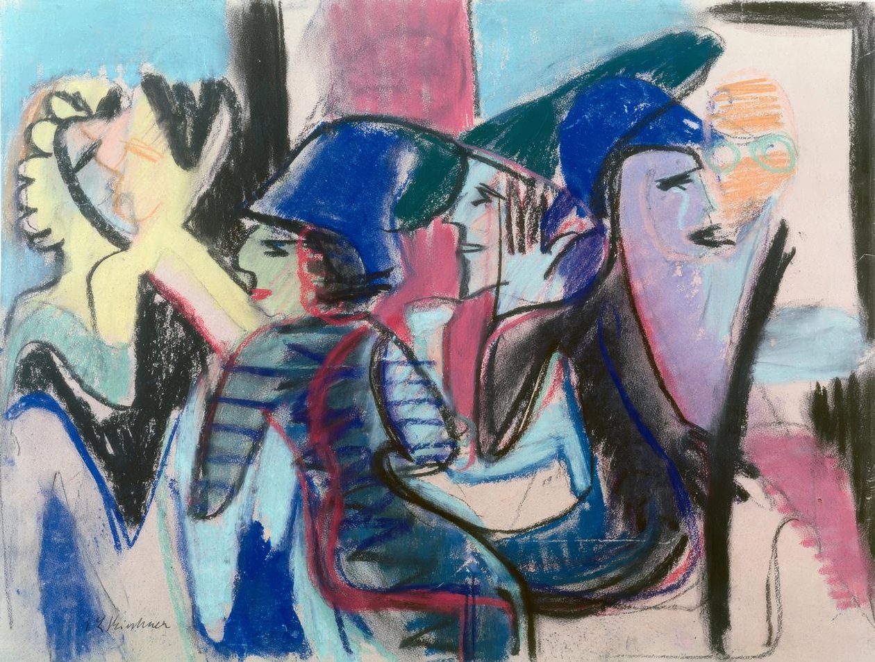 Fem gjester i kafeen av Ernst Ludwig Kirchner