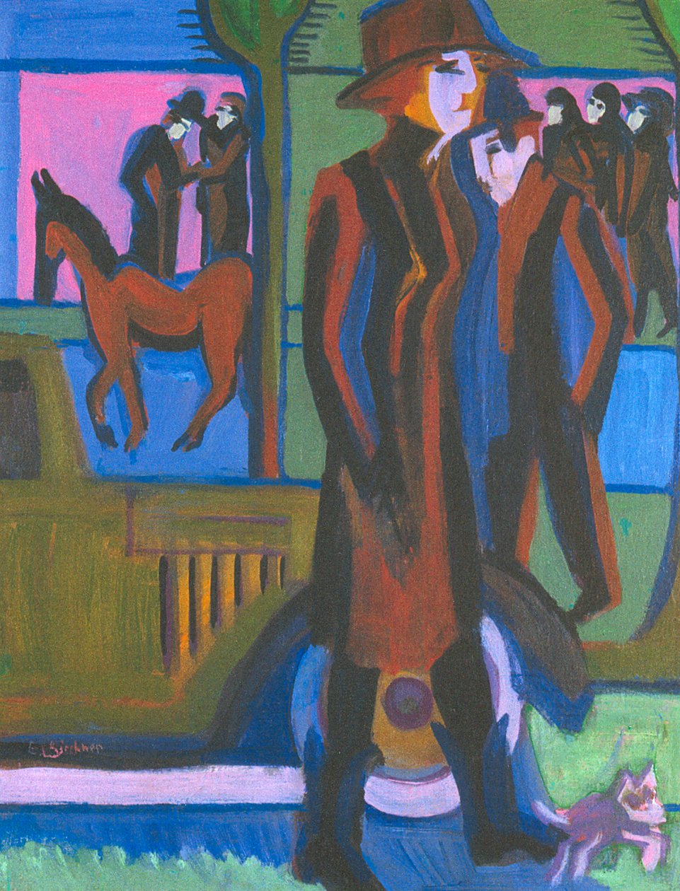 Vandrende dame med valphund av Ernst Ludwig Kirchner