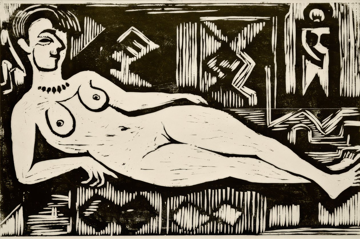 Stor naken kvinne liggende av Ernst Ludwig Kirchner