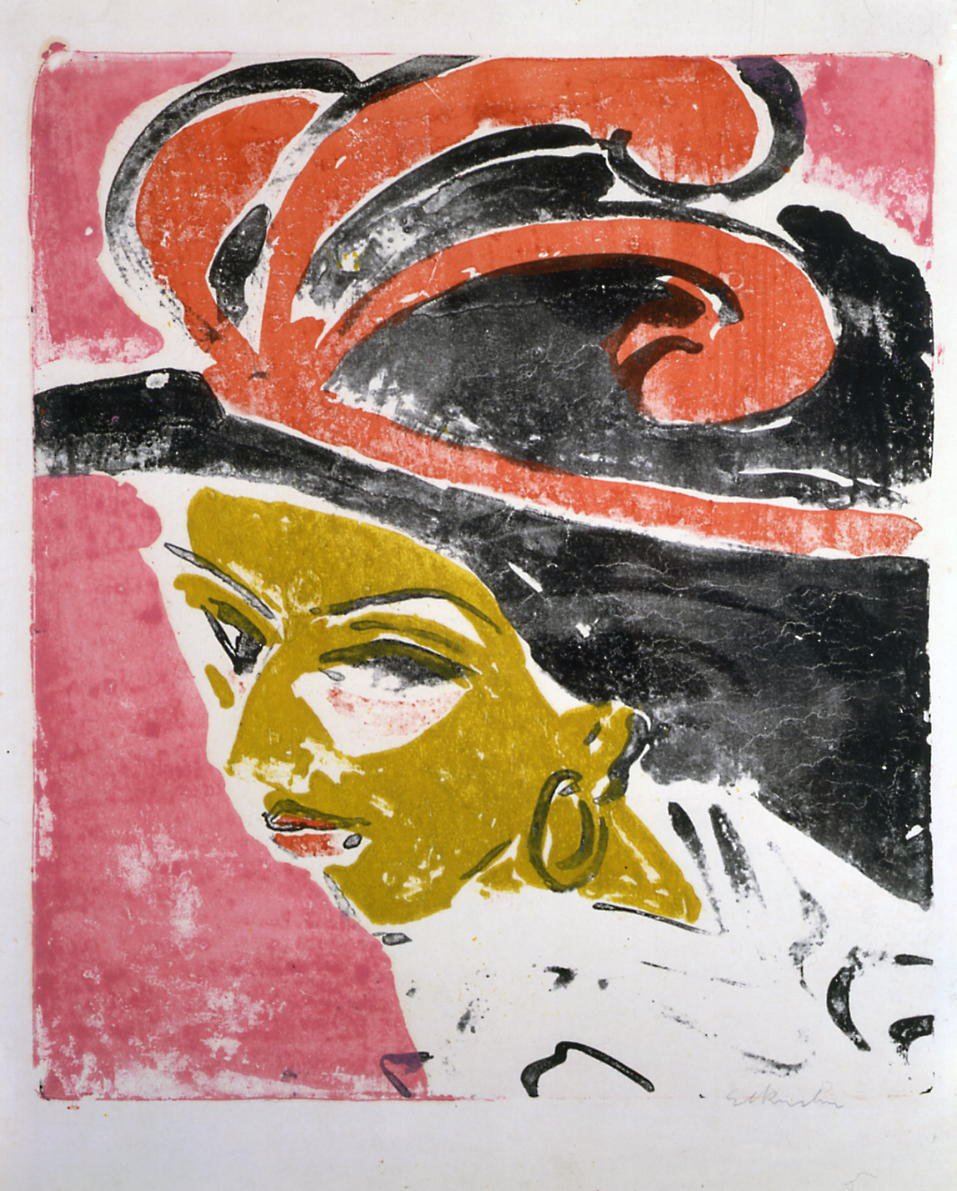 Cocotteshode med fjærhatt av Ernst Ludwig Kirchner