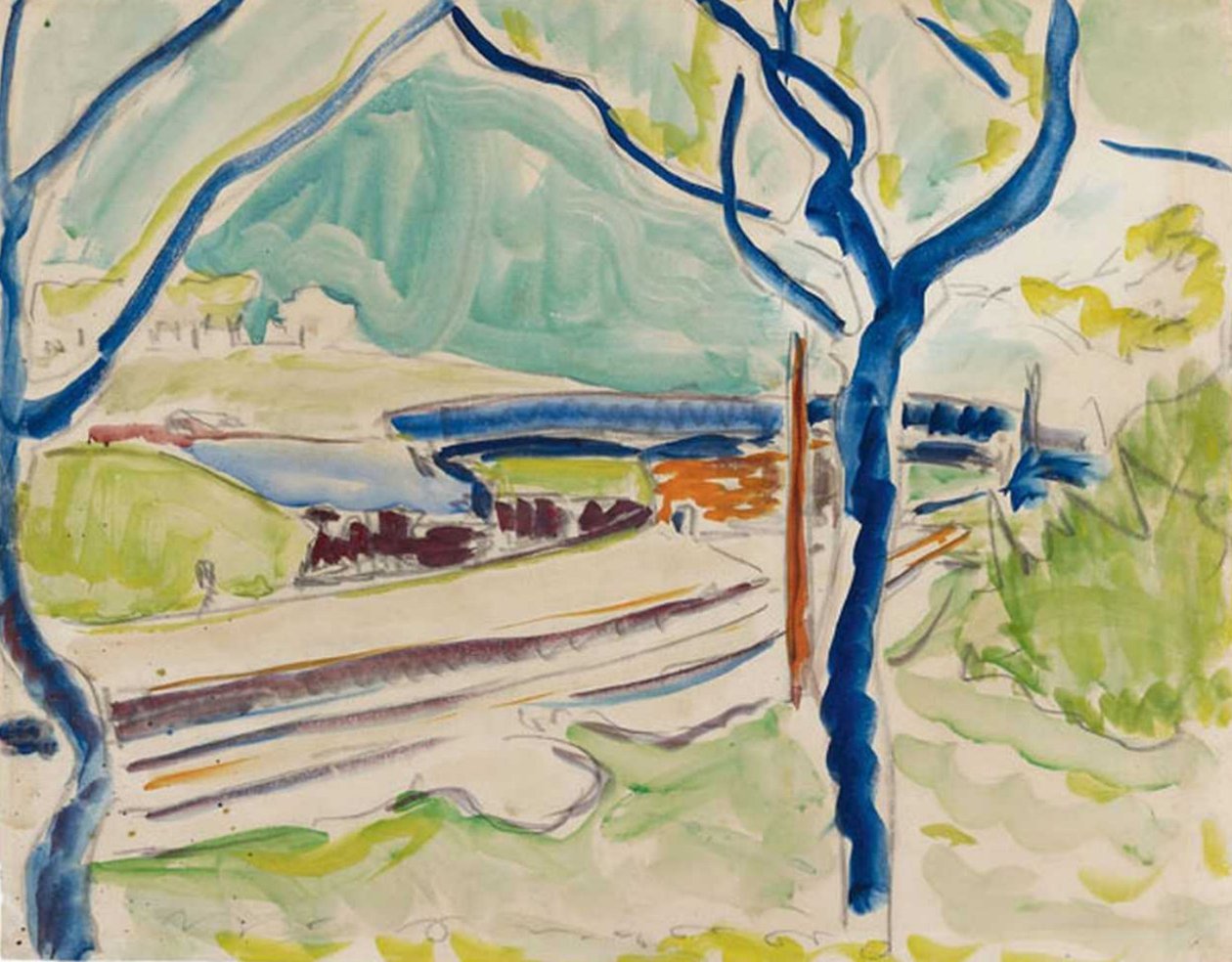 Landskap med innsjø av Ernst Ludwig Kirchner