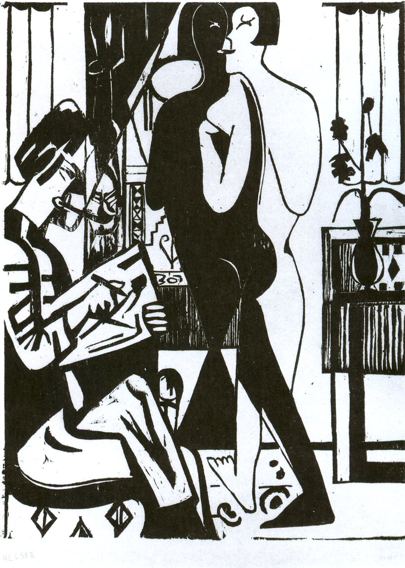 Maler og modell av Ernst Ludwig Kirchner
