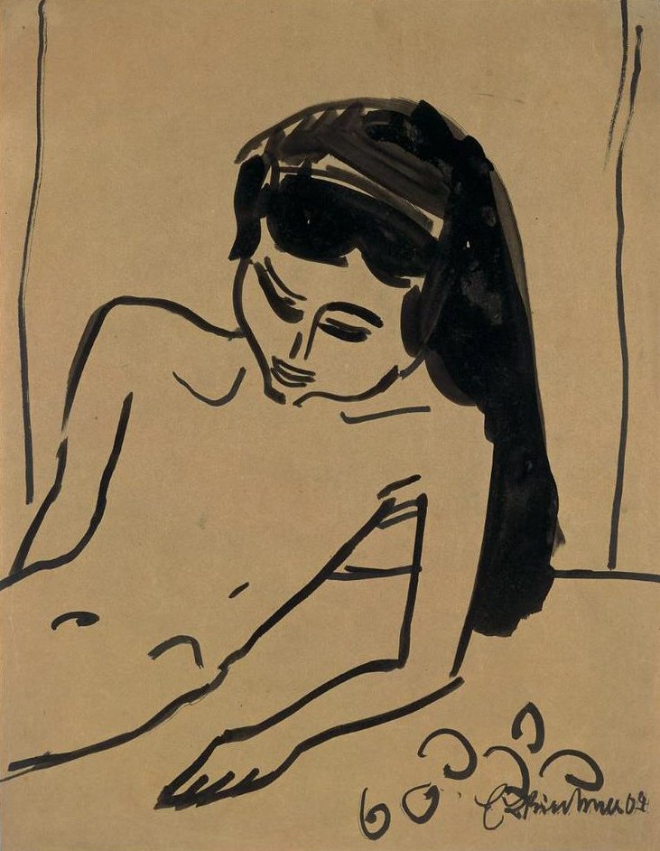 Jente med løst hår av Ernst Ludwig Kirchner