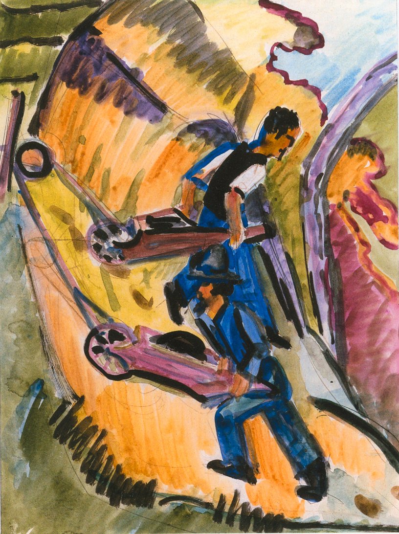 Menn med trillebår av Ernst Ludwig Kirchner