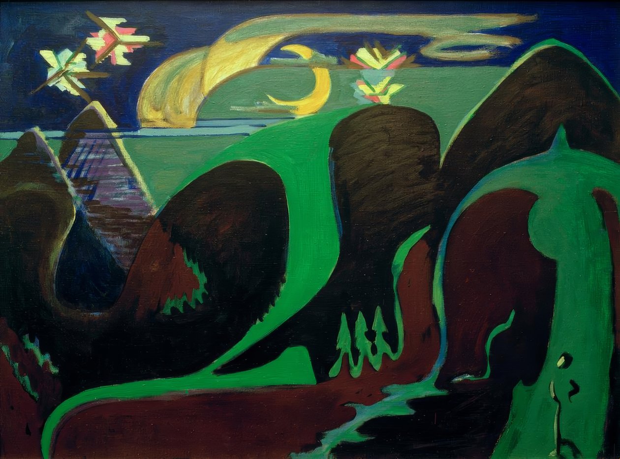 Nattlig fantasilandskap av Ernst Ludwig Kirchner