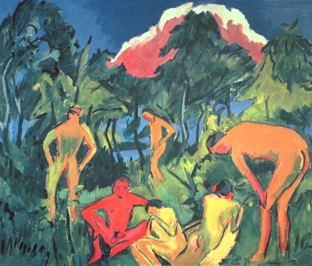 Nakenbilder i solen, Moritzburg av Ernst Ludwig Kirchner