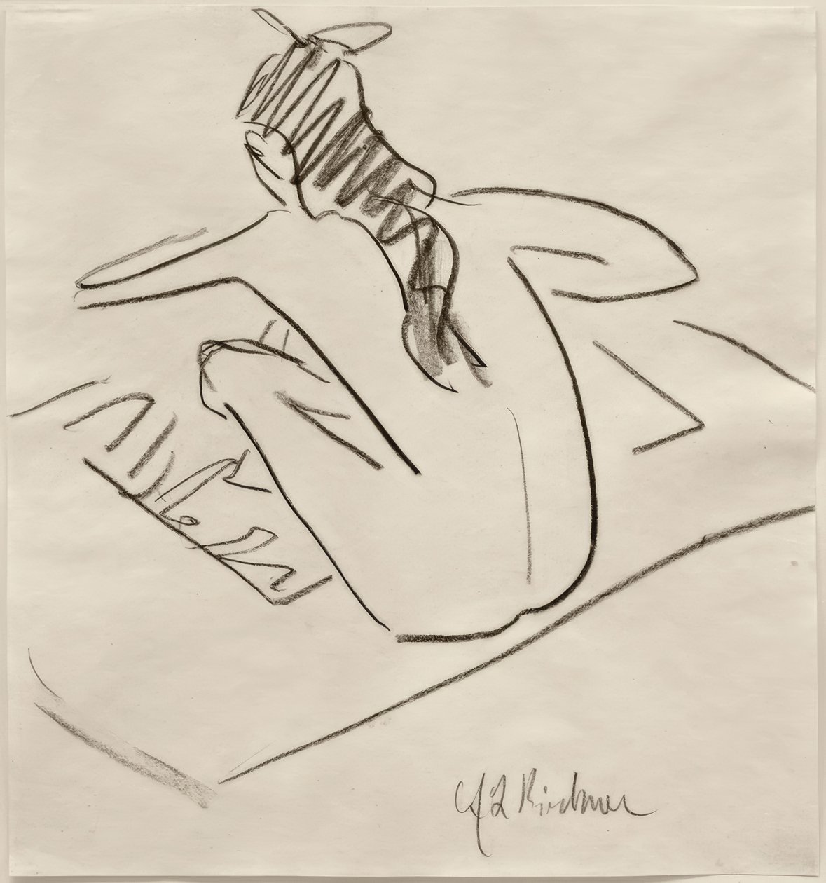 Uten tittel (Sittende Fränzi bakfra) av Ernst Ludwig Kirchner