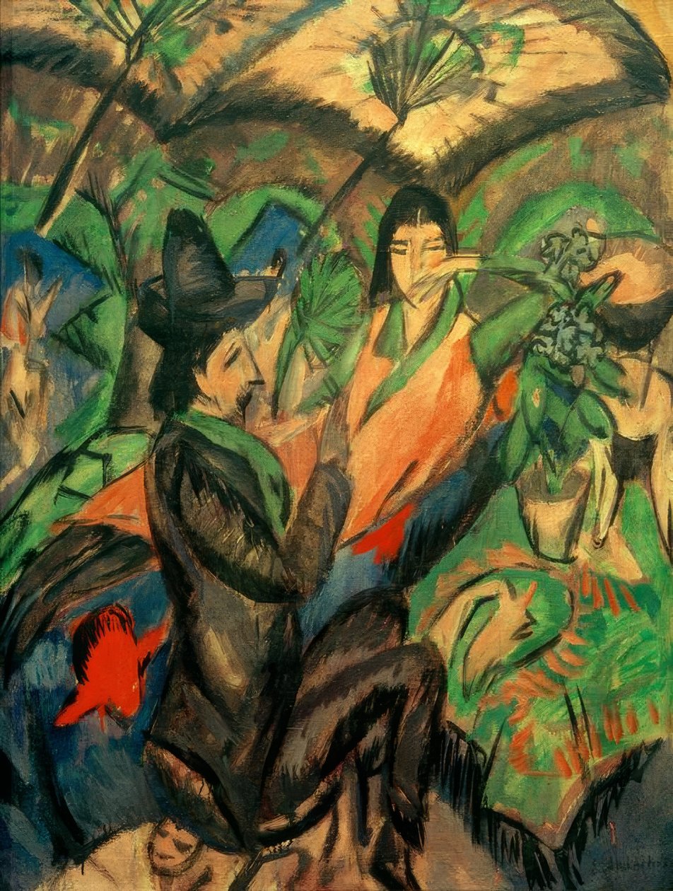 Par under japansk paraply av Ernst Ludwig Kirchner