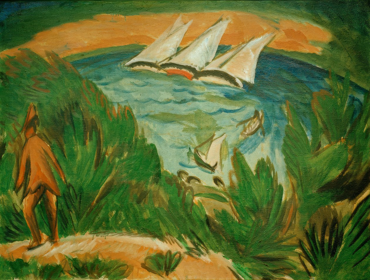 Seilbåter i storm av Ernst Ludwig Kirchner