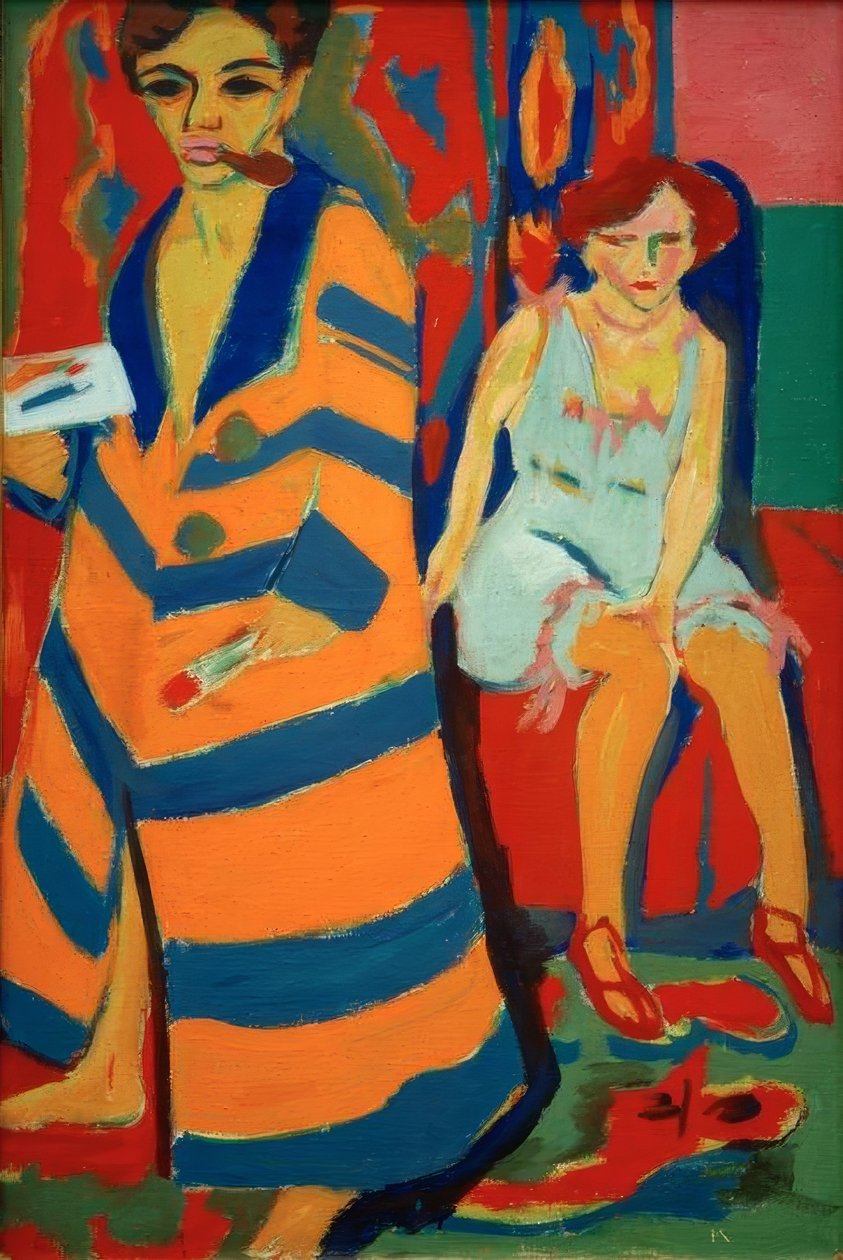 Selvportrett med modell av Ernst Ludwig Kirchner