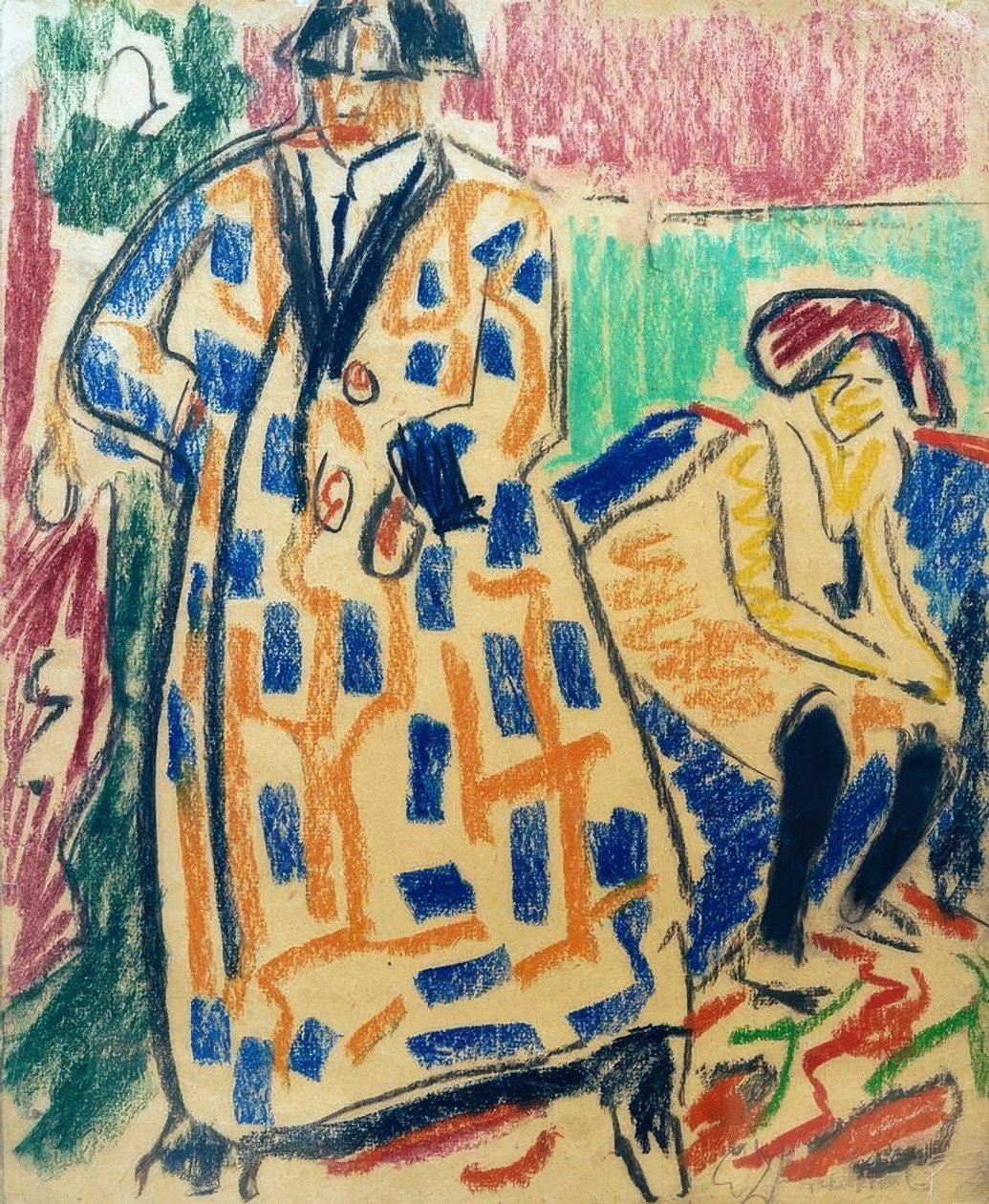 Selvportrett med modell av Ernst Ludwig Kirchner