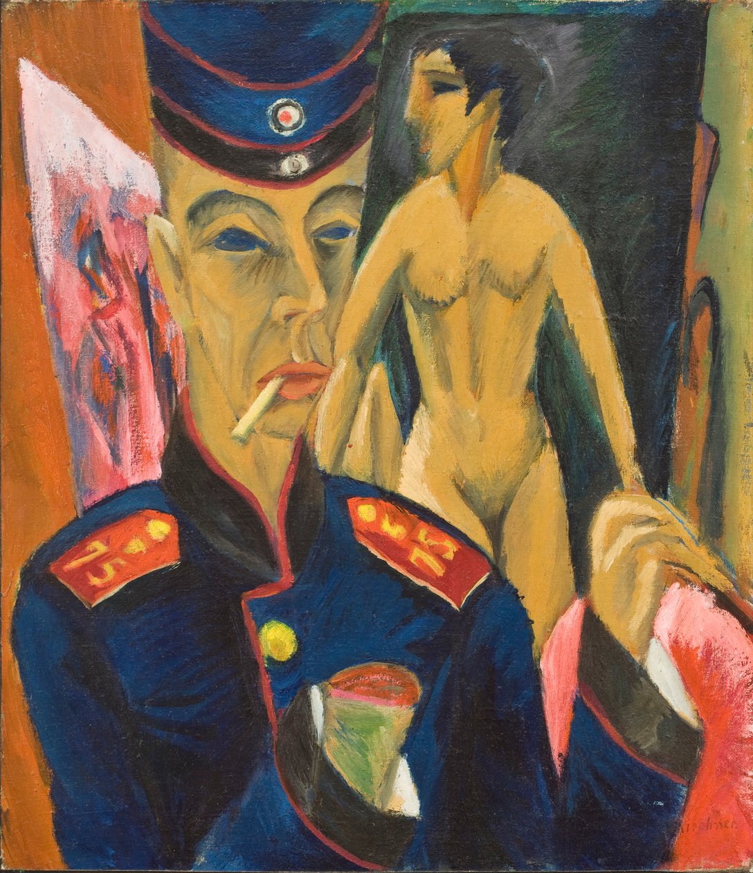 Selvportrett av en soldat, 1915 av Ernst Ludwig Kirchner