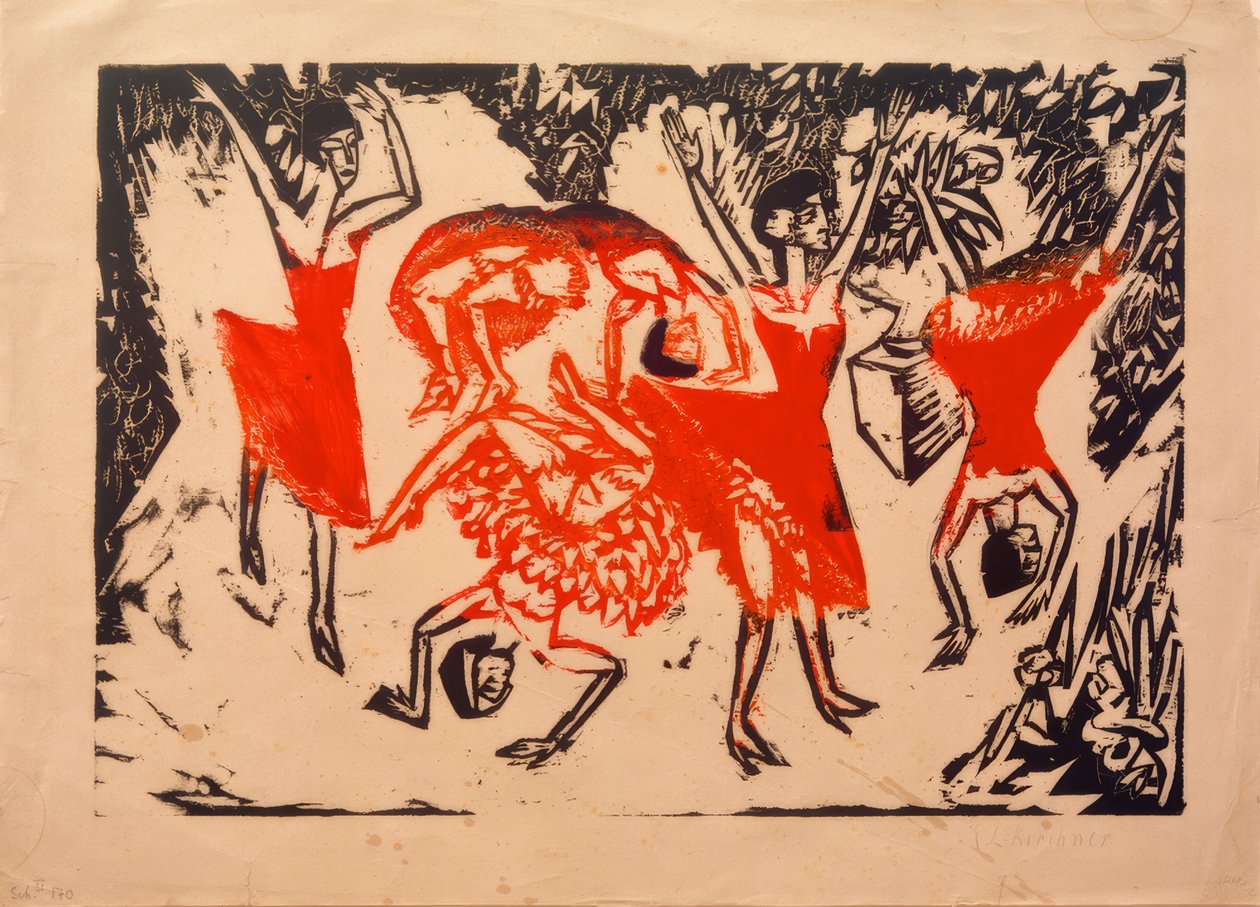 Veltende akrobatiske dansere av Ernst Ludwig Kirchner
