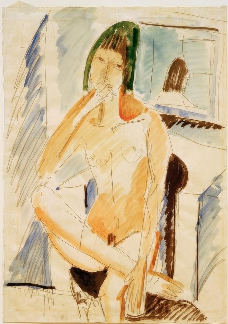 Sitter naken i den blå lenestolen av Ernst Ludwig Kirchner