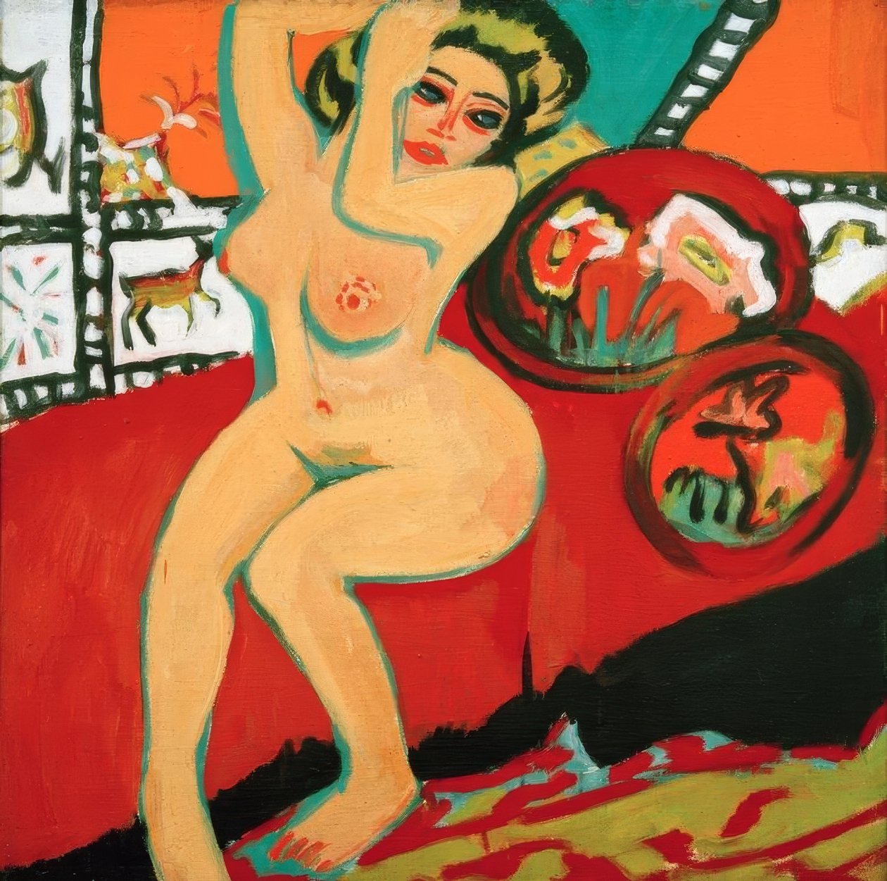 Sittende handling med armene hevet av Ernst Ludwig Kirchner