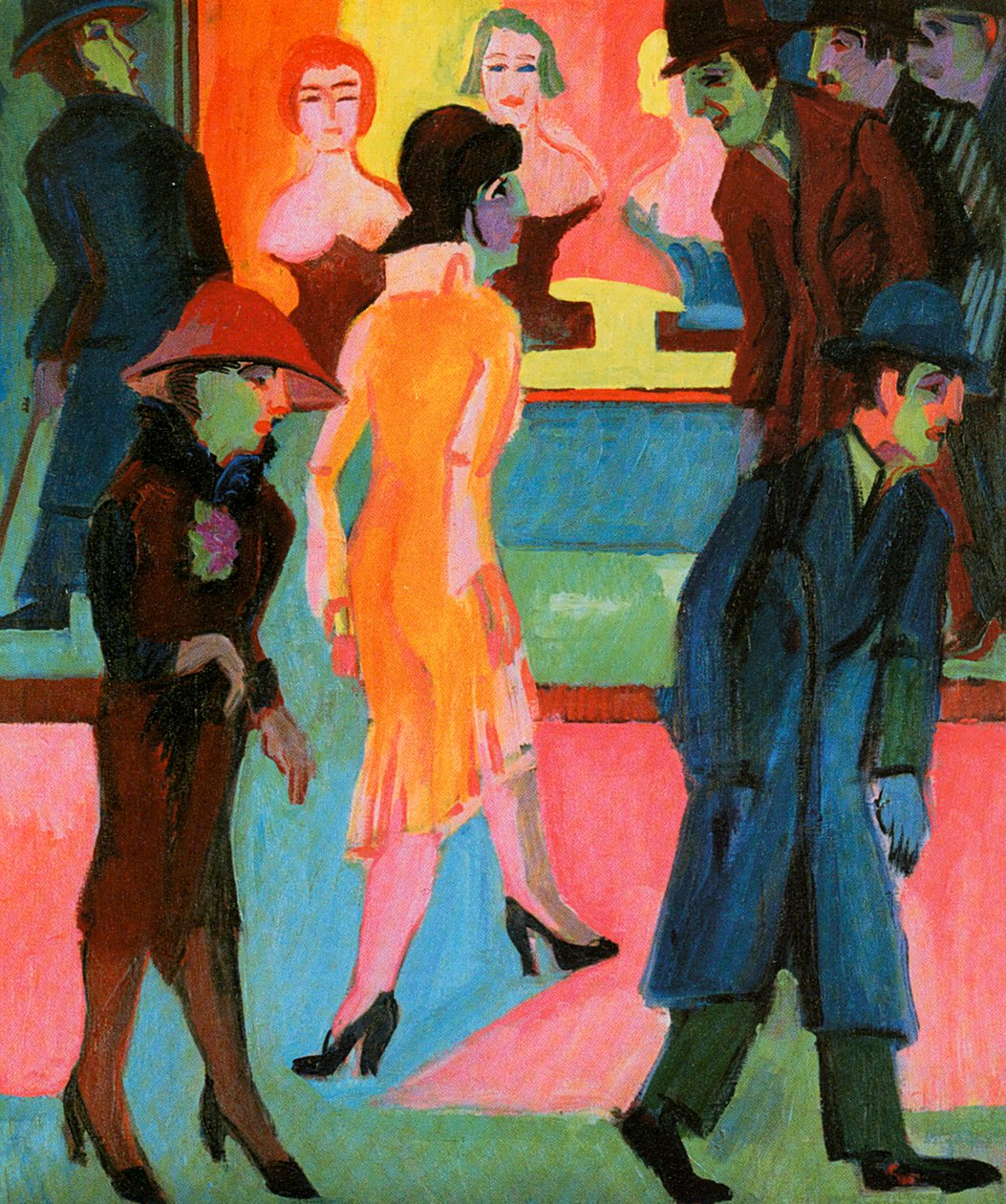 Gatescene foran frisørsalongen av Ernst Ludwig Kirchner
