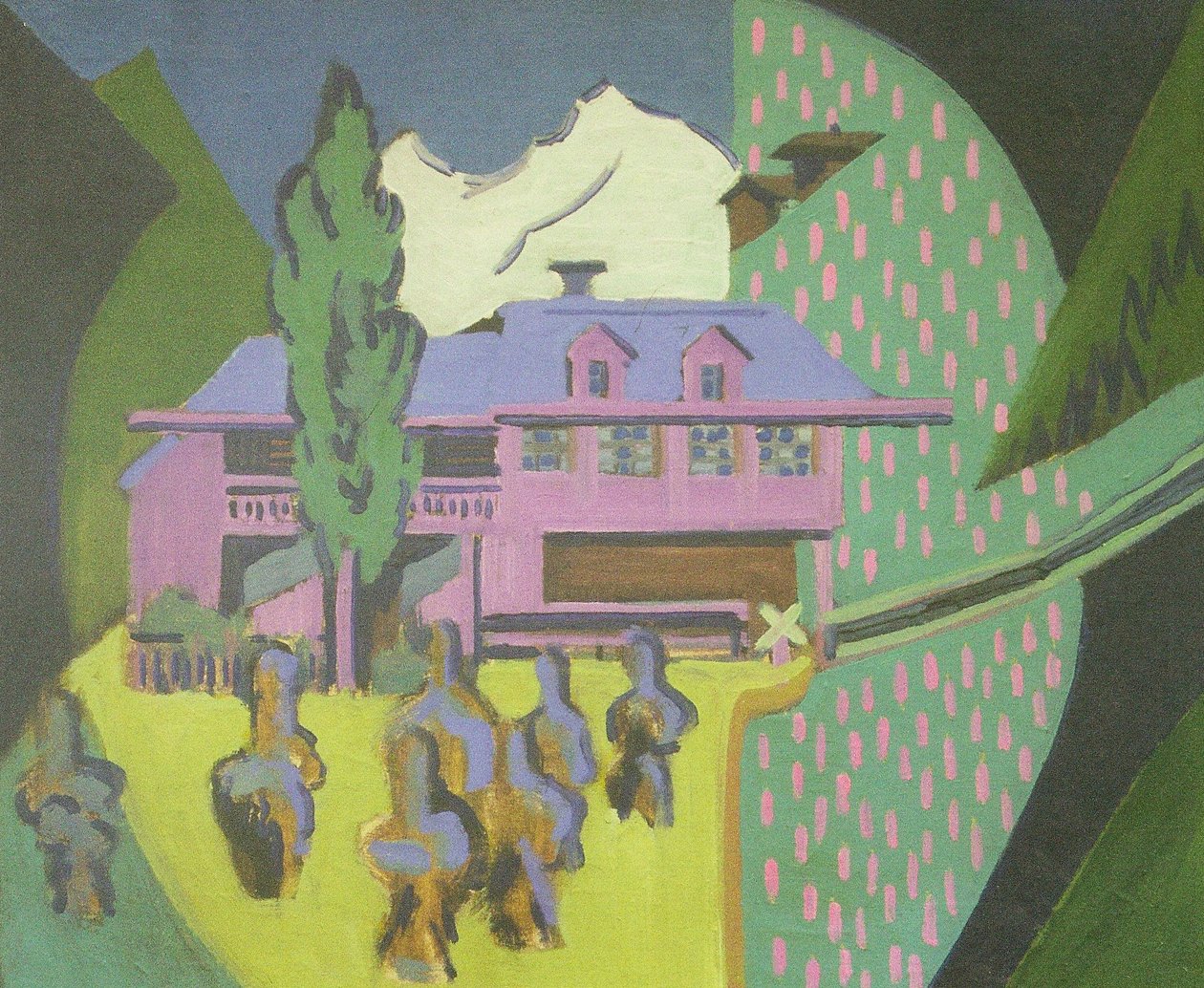 Lilla hus foran Schneeberg av Ernst Ludwig Kirchner