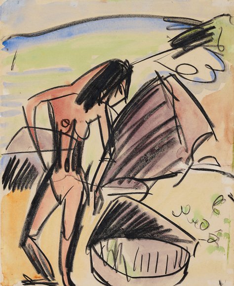 Naken kvinne på stranden av Ernst Ludwig Kirchner