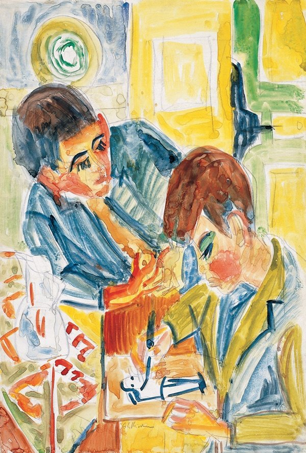 Gutter tegner av Ernst Ludwig Kirchner