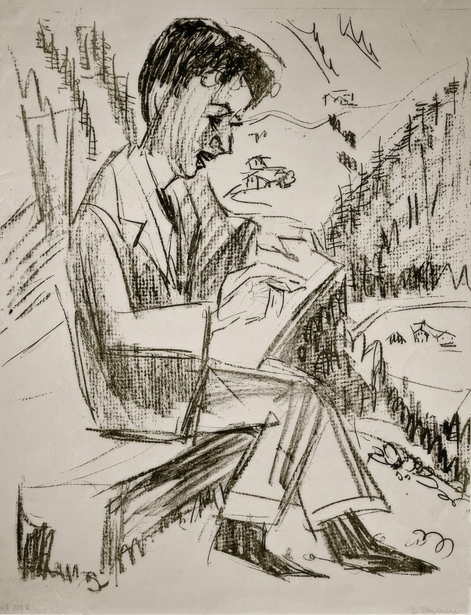 Ung mann tegning av Ernst Ludwig Kirchner