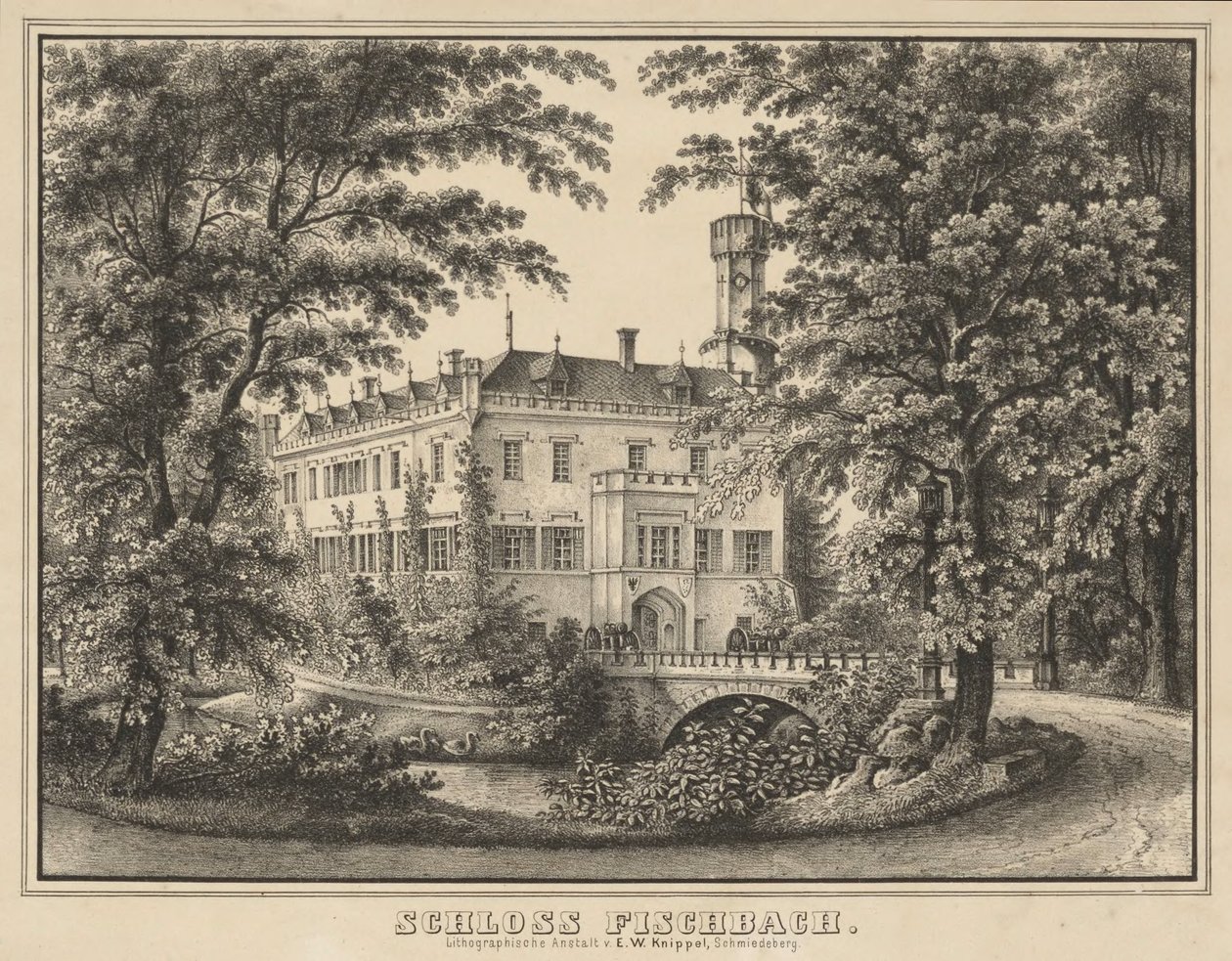 Fischbach slott, 183 x 250 mm av Ernst Wilhelm Knippel